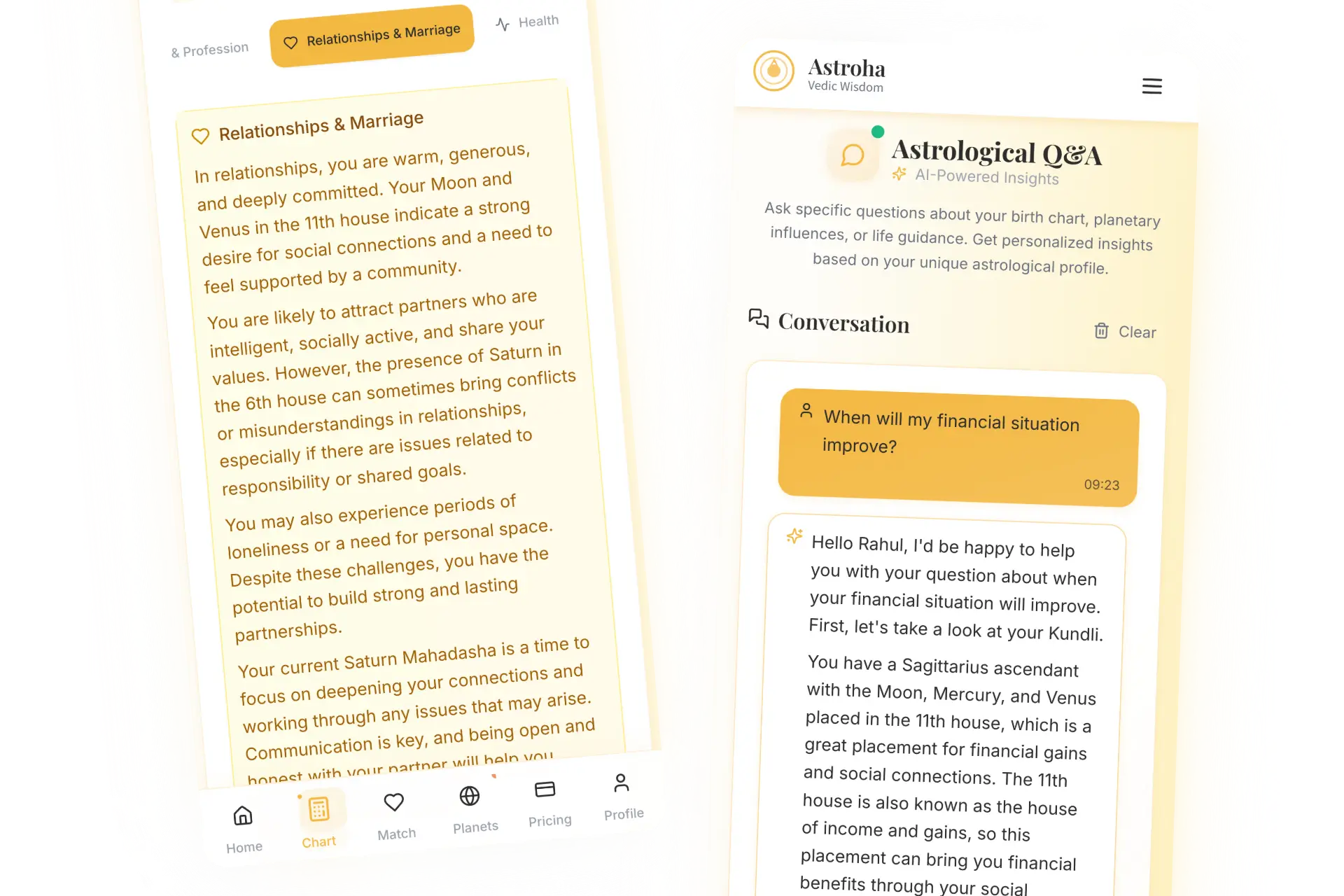 Astroha Web App Preview - Vedic astrology birth chart calculator and compatibility analysis
